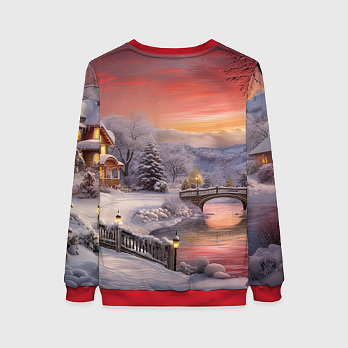 Женский свитшот Морозная сказка праздника / 3D-Красный – фото 2