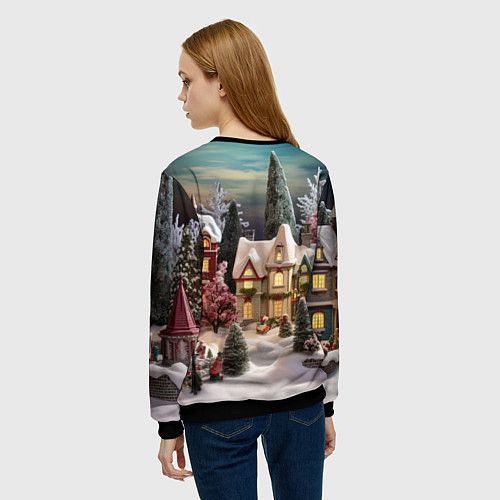 Женский свитшот Снежное сияние ночи / 3D-Черный – фото 4