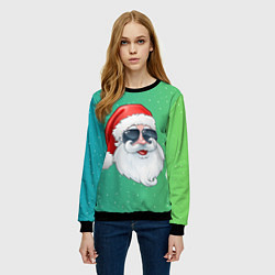 Свитшот женский Дед Мороз в очках, цвет: 3D-черный — фото 2