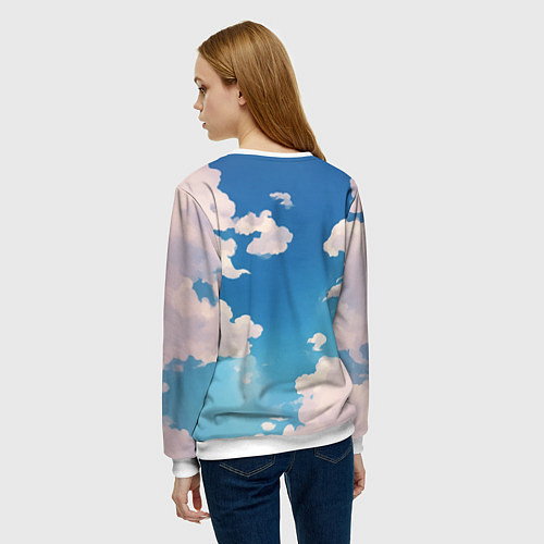 Женский свитшот Девушка на фоне неба / 3D-Белый – фото 4