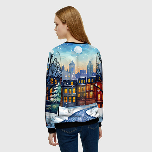 Женский свитшот Дракон зимние забавы / 3D-Черный – фото 4