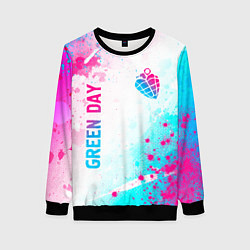 Свитшот женский Green Day neon gradient style вертикально, цвет: 3D-черный