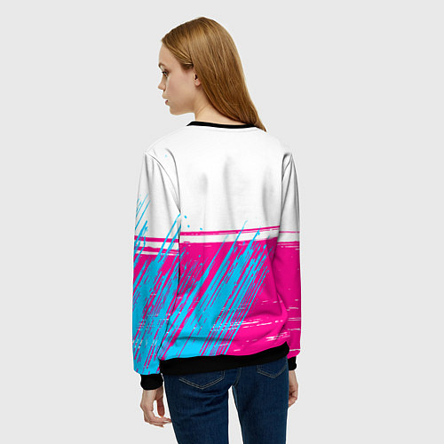 Женский свитшот Burzum neon gradient style посередине / 3D-Черный – фото 4