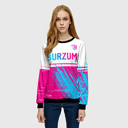 Свитшот женский Burzum neon gradient style посередине, цвет: 3D-черный — фото 2