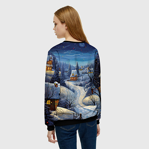 Женский свитшот Милый зеленый дракончик 2024 / 3D-Черный – фото 4