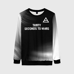 Свитшот женский Thirty Seconds to Mars glitch на темном фоне посер, цвет: 3D-черный