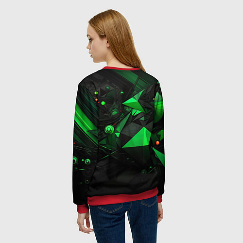 Женский свитшот Абстрактный лабиринт зелени / 3D-Красный – фото 4