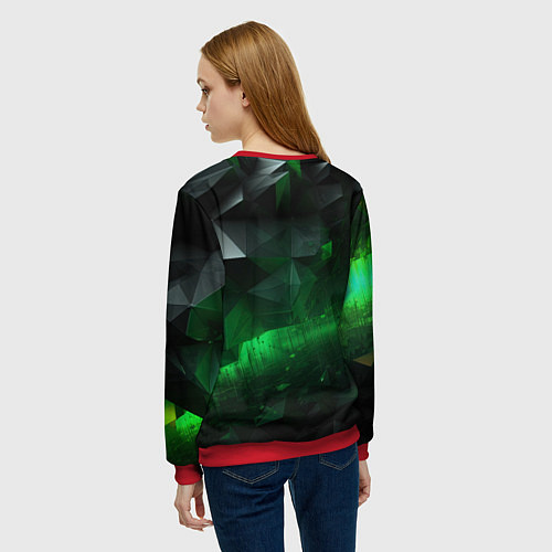 Женский свитшот Асимметрия зеленого узора / 3D-Красный – фото 4