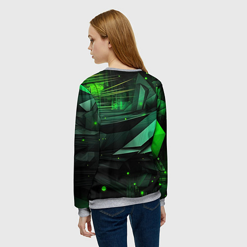 Женский свитшот Мир абстрактной зелени / 3D-Меланж – фото 4