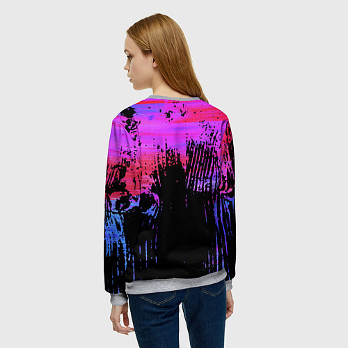 Женский свитшот Розово синий сочный гранж / 3D-Меланж – фото 4