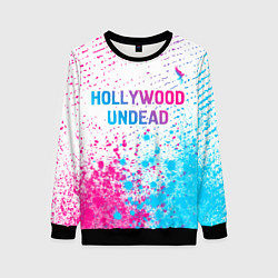 Свитшот женский Hollywood Undead neon gradient style посередине, цвет: 3D-черный