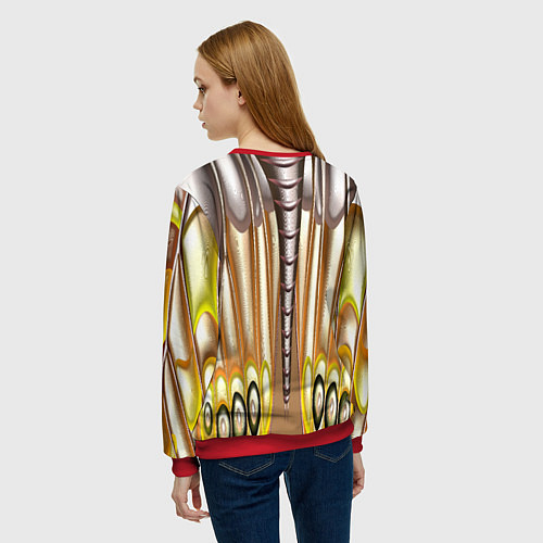 Женский свитшот Абстрактный рисунок по мотивам крыла бабочки / 3D-Красный – фото 4