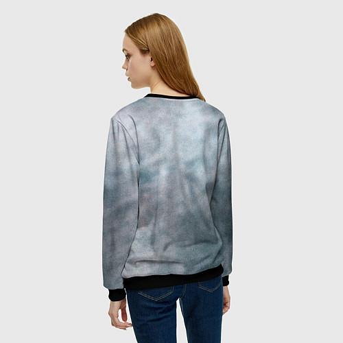Женский свитшот Стальной дикий кабан на сером фоне / 3D-Черный – фото 4