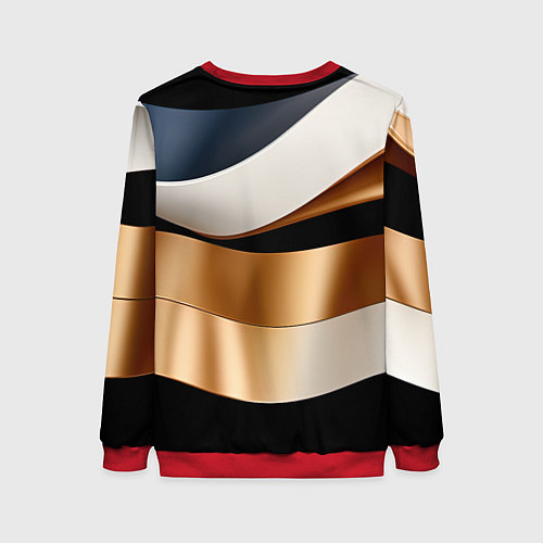 Женский свитшот Золотистые вставки абстракции / 3D-Красный – фото 2