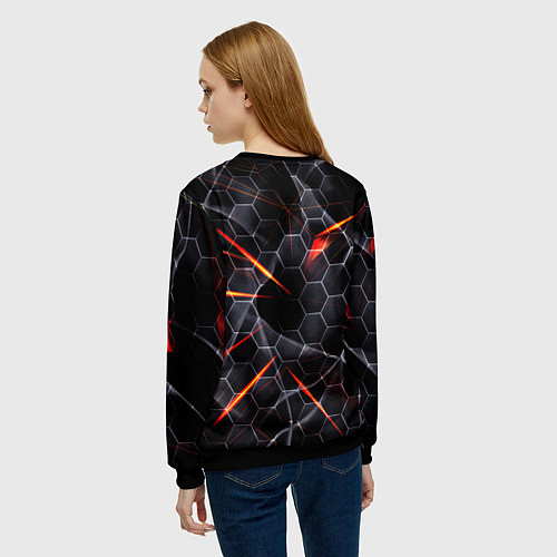 Женский свитшот Черные узоры паттерны / 3D-Черный – фото 4