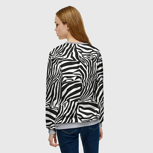Женский свитшот Шкура зебры черно - белая графика / 3D-Меланж – фото 4