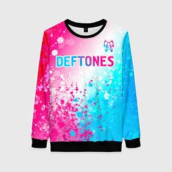 Женский свитшот Deftones neon gradient style посередине