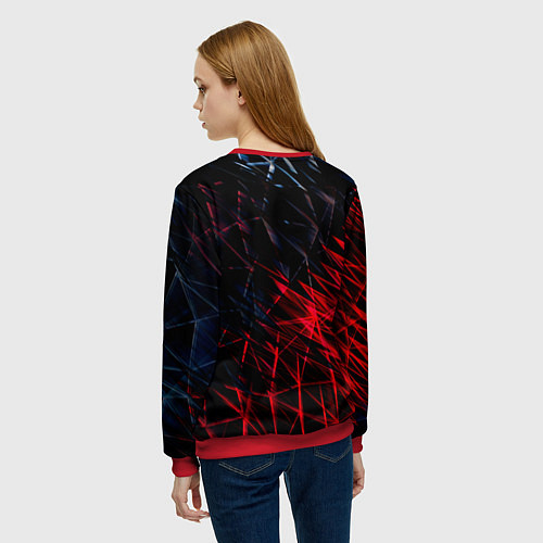 Женский свитшот Красно чёрные узоры / 3D-Красный – фото 4