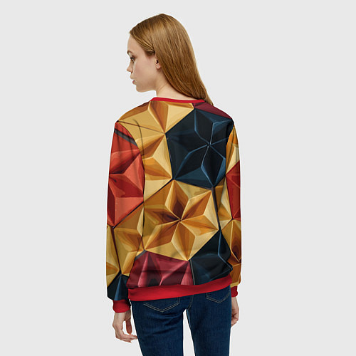 Женский свитшот Ромбовое вдохновение / 3D-Красный – фото 4