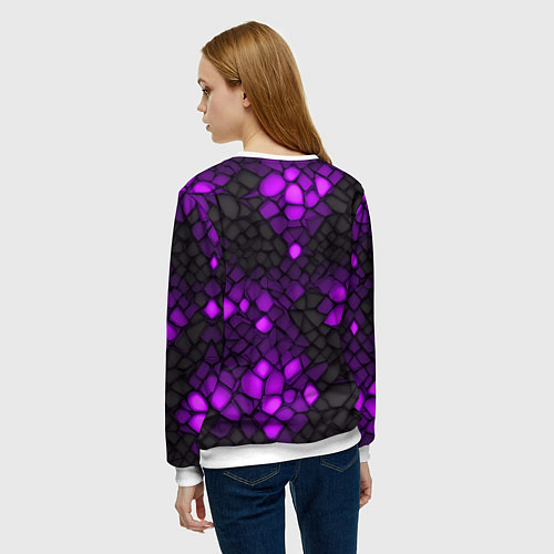 Женский свитшот Фиолетовый трескающийся камень / 3D-Белый – фото 4