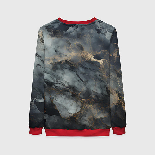 Женский свитшот Темно-серый мрамор / 3D-Красный – фото 2