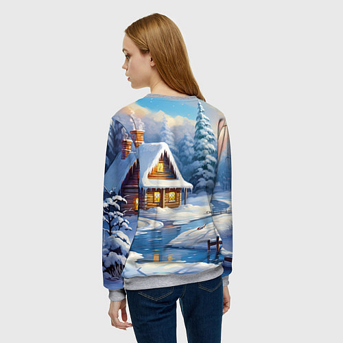 Женский свитшот Крошечный дракон зимы 2024 / 3D-Меланж – фото 4