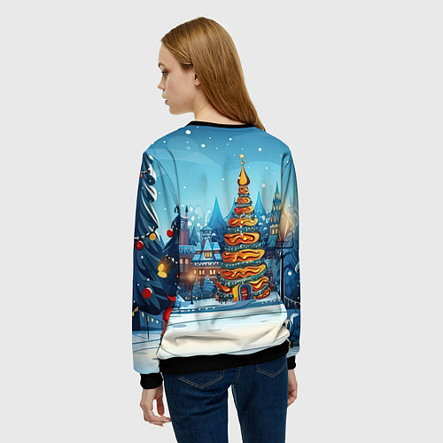 Женский свитшот Маленький дракон зимнего чуда 2024 / 3D-Черный – фото 4
