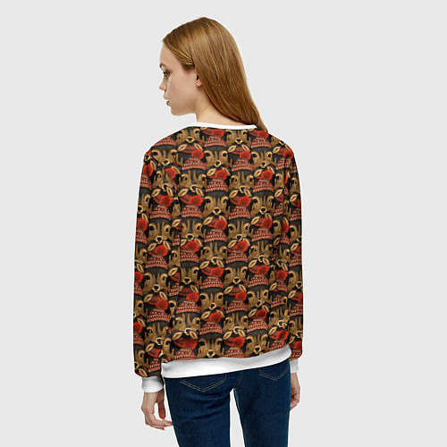 Женский свитшот Паттерн с оленями / 3D-Белый – фото 4