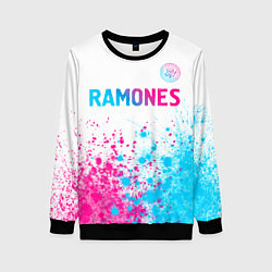 Свитшот женский Ramones neon gradient style посередине, цвет: 3D-черный