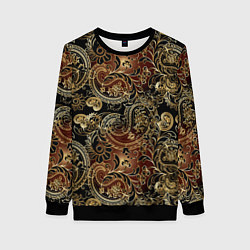 Свитшот женский Золотые узоры пейсли, цвет: 3D-черный