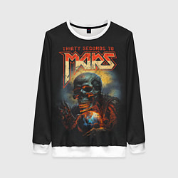 Свитшот женский Thirty seconds to mars skull, цвет: 3D-белый