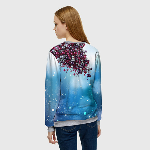 Женский свитшот Цунами из новогодних шариков / 3D-Меланж – фото 4