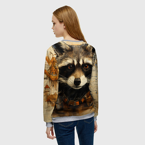 Женский свитшот Енот в стиле диаграмм Давинчи / 3D-Меланж – фото 4