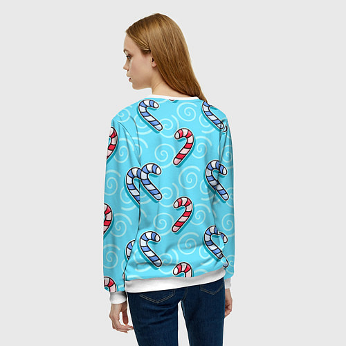 Женский свитшот Новогодний леденец трость / 3D-Белый – фото 4