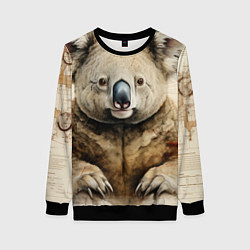 Свитшот женский Коала в стиле диаграмм Давинчи, цвет: 3D-черный