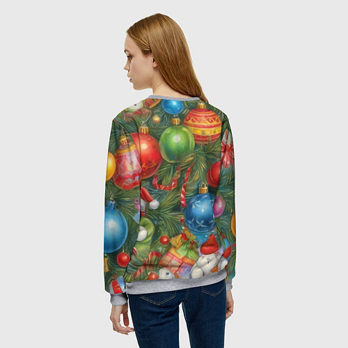 Женский свитшот Новогодний принт на елке / 3D-Меланж – фото 4