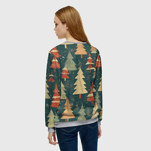 Женский свитшот Елки новый год / 3D-Меланж – фото 4