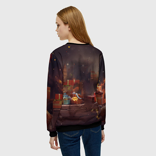 Женский свитшот Праздничный новогодний дракон / 3D-Черный – фото 4