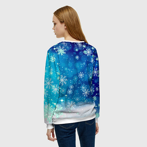 Женский свитшот Маленький дракончик в снежинках / 3D-Белый – фото 4