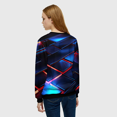 Женский свитшот Синие абстрактные плиты / 3D-Черный – фото 4
