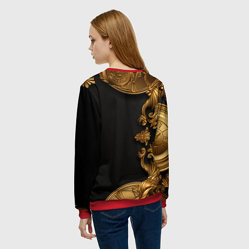 Женский свитшот Золотые объемные узоры / 3D-Красный – фото 4