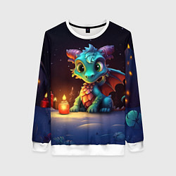 Свитшот женский Новогодний волшебный дракон, цвет: 3D-белый