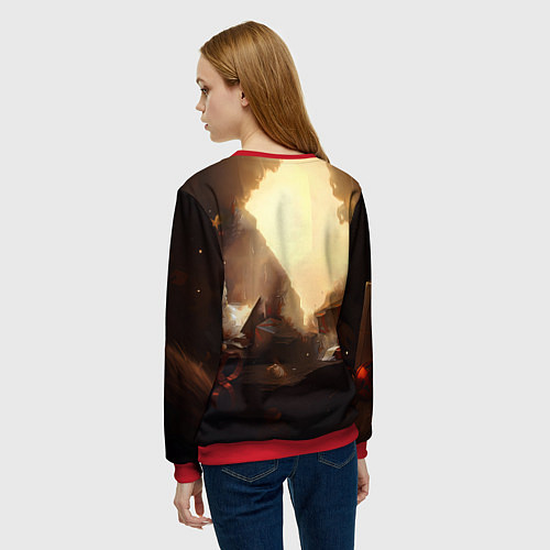 Женский свитшот Дракоша в огоньках 2024 / 3D-Красный – фото 4