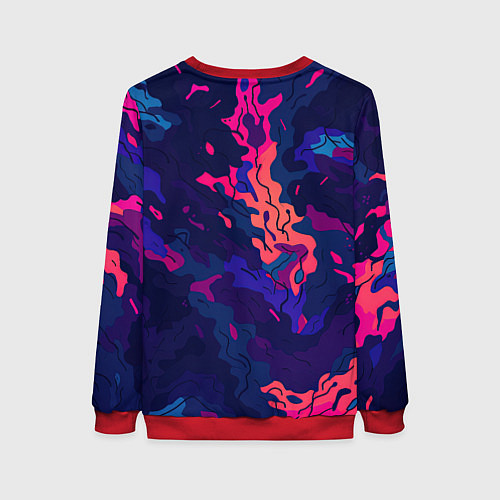 Женский свитшот Яркая абстракция в стиле камуфляжа / 3D-Красный – фото 2
