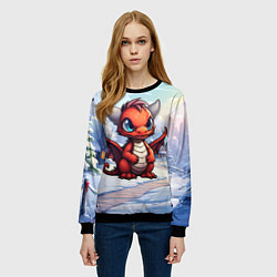 Свитшот женский Милый дракон 2024 года, цвет: 3D-черный — фото 2