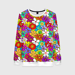 Свитшот женский Floral multicolour, цвет: 3D-белый