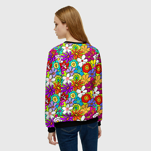 Женский свитшот Floral multicolour / 3D-Черный – фото 4