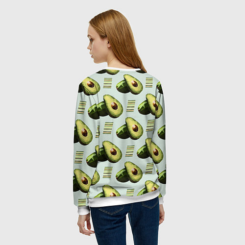 Женский свитшот Авокадо и полосы / 3D-Белый – фото 4