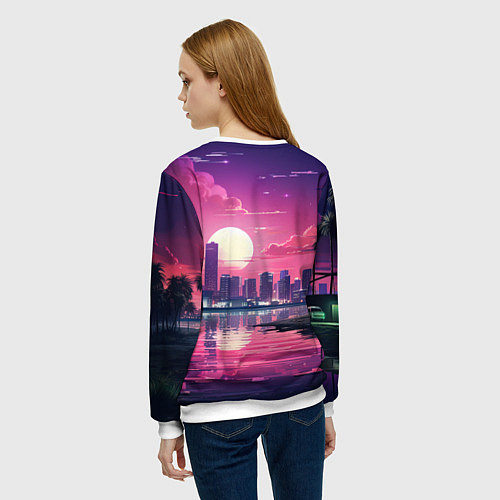 Женский свитшот GTA 6 nigh city / 3D-Белый – фото 4