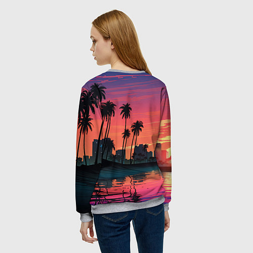 Женский свитшот GTA 6 лого на фоне заката / 3D-Меланж – фото 4